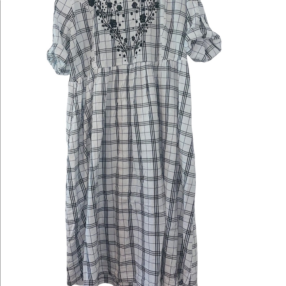 Plaid Embroidered Dress
